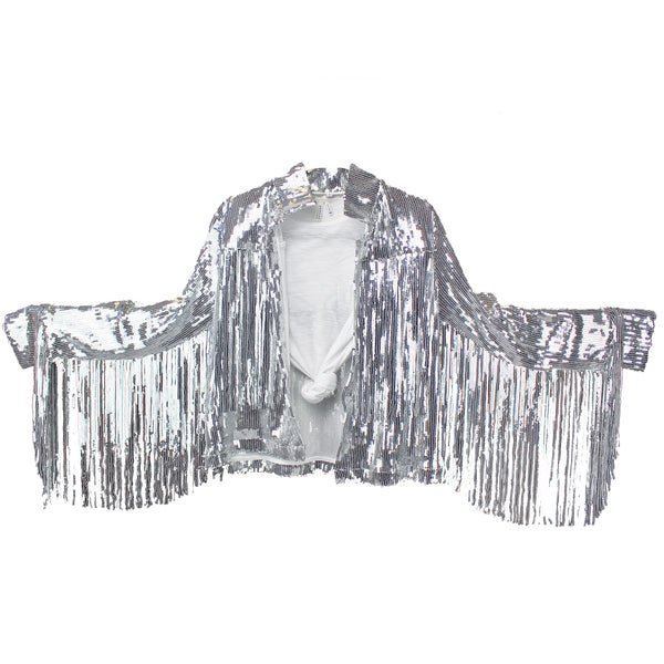 Silver clearance fringe jacket