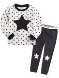 Children's Cotton Black and White Star Pajamas PJs Jammies Set